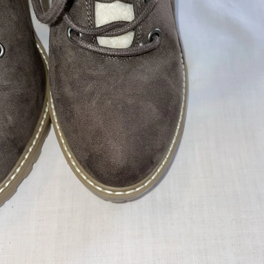 Universal Threads Heeled Booties Womens Size 9.5 Medium Brown Lace Up Block Heel
